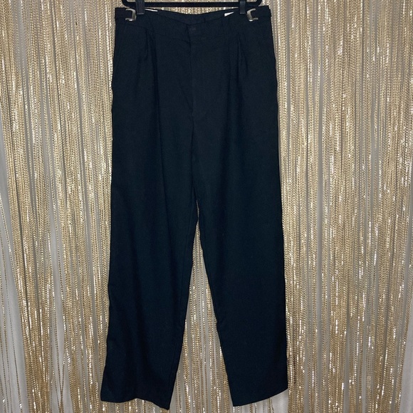 Vintage 100% wool with satin lampass stripe & silver double buckle dress slacks - Picture 1 of 7